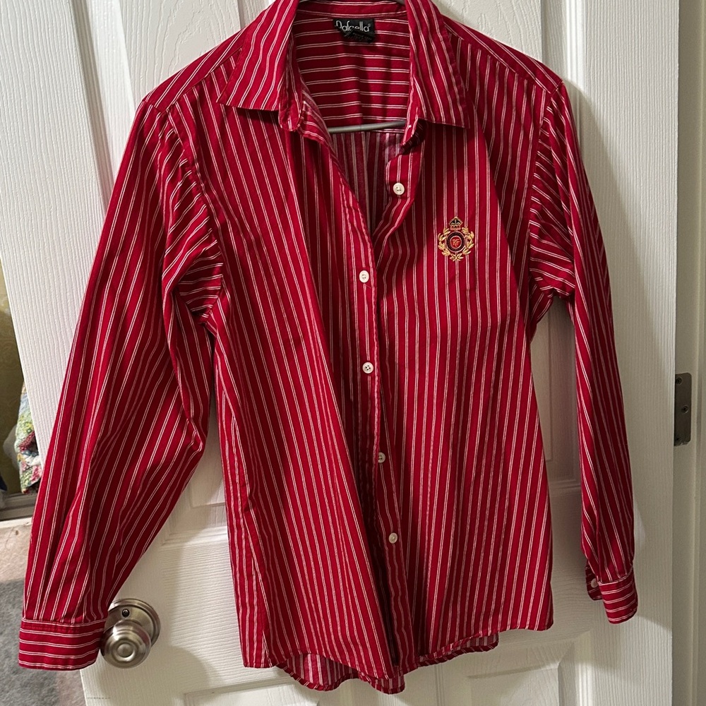 Rafaella Red & White Striped Button-Down Shirt
